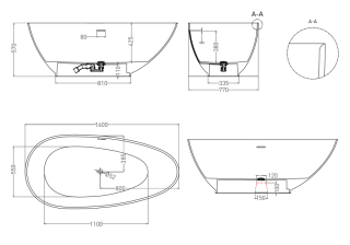 Ванна из искусственного камня Salini Paola S-Sense 101511G 160x77см белый глянцевый